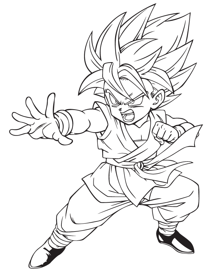 Super Saiyan Kid Goku - Dragon Ball Coloring Pages