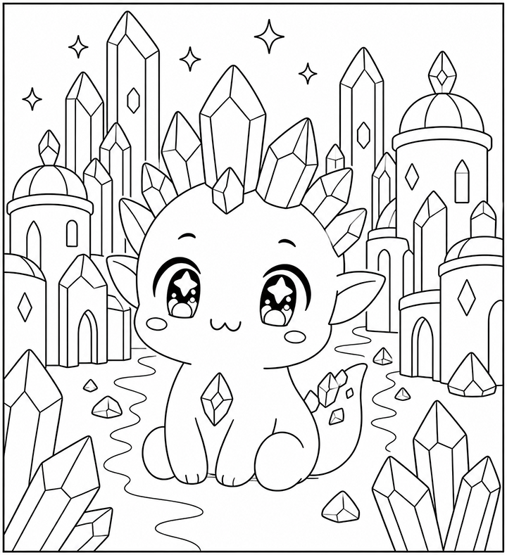 Anime Crystal Animal In A Crystal City Coloring Page