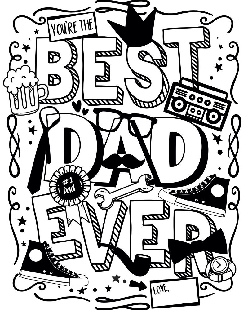 Best Dad Ever Coloring Page