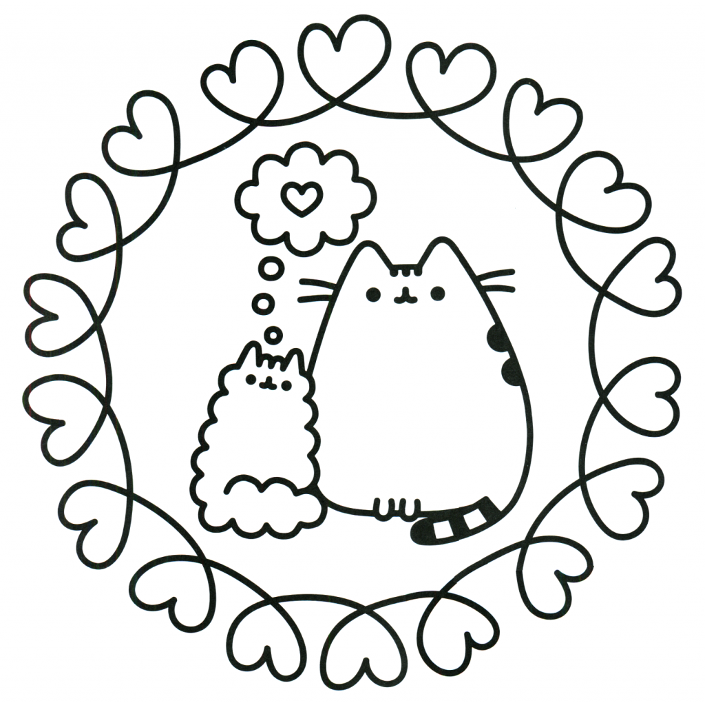 Cats in Love - Pusheen Coloring Pages