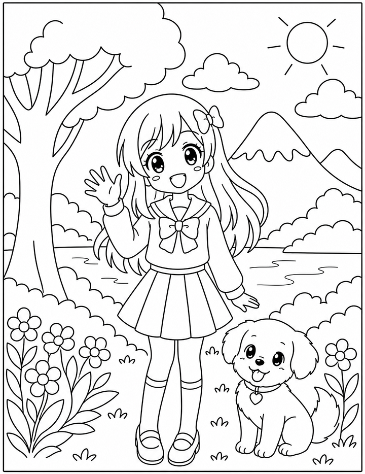 Cute Anime Sailor Girl Coloring Page