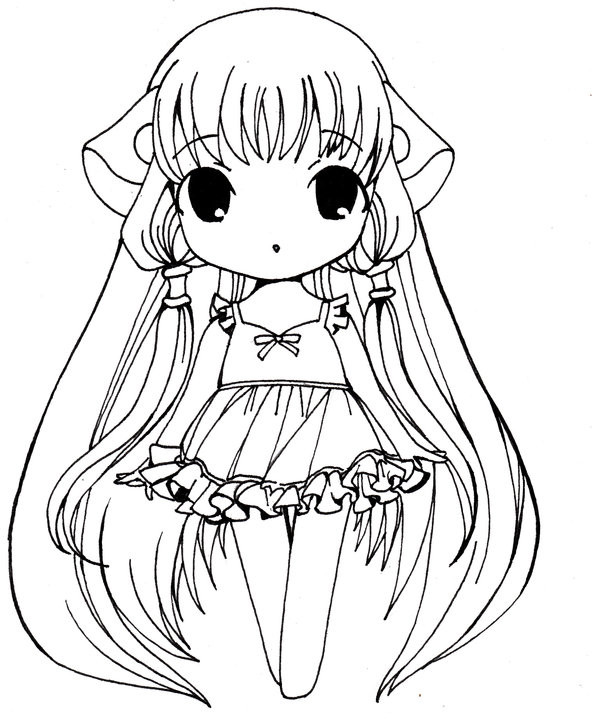 Cute Girl Anime Coloring Page