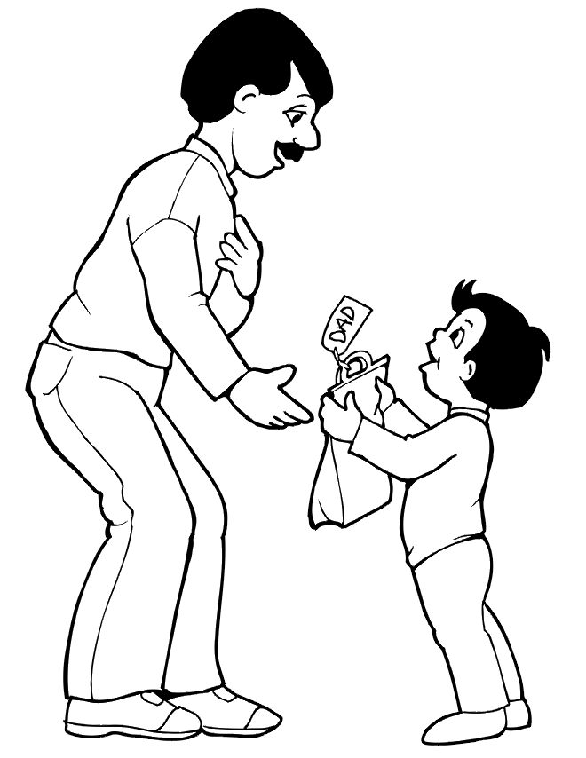 Fathers Day Gift Coloring Page