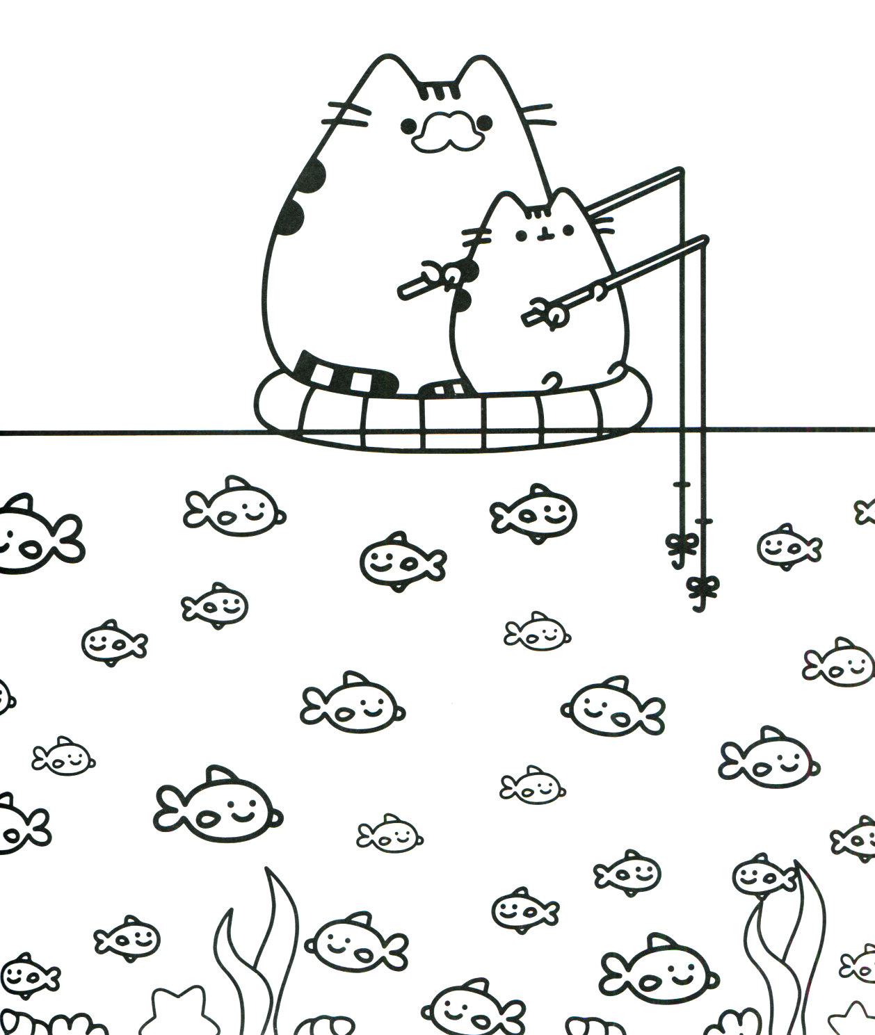 Bild von Fishing-Pusheen-Cat-Coloring-Pages