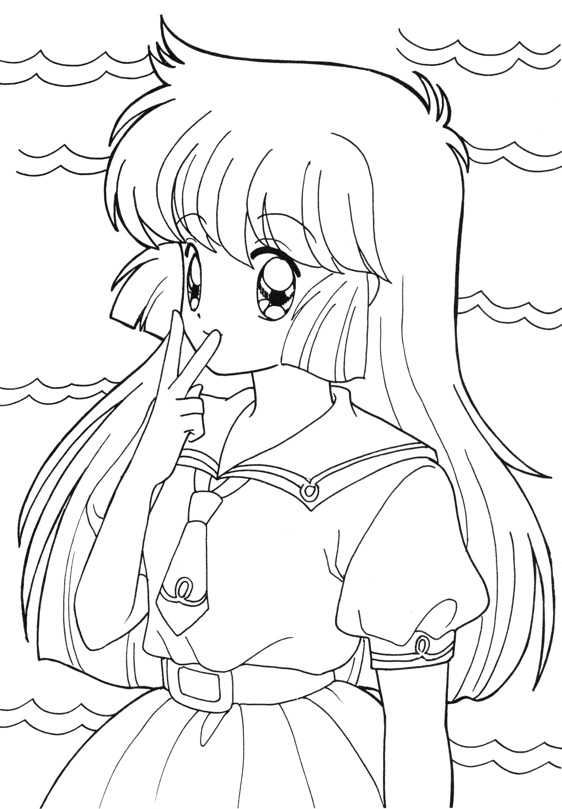 Anime School Girl Coloring page Printable