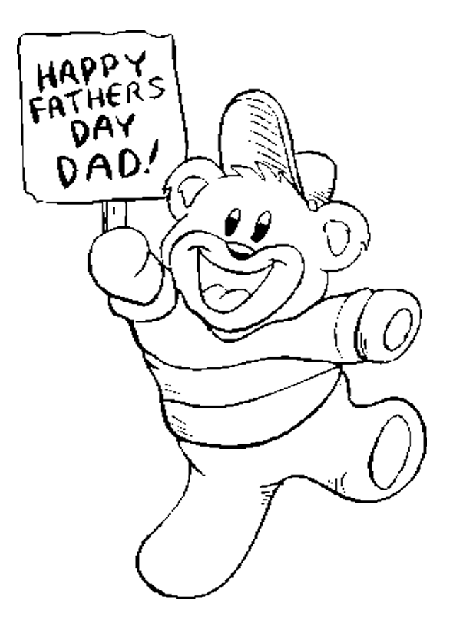 Happy Fathers Day Bear Coloring Page
