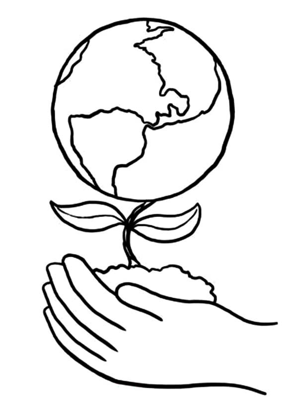 Nature Earth Tree Coloring Page