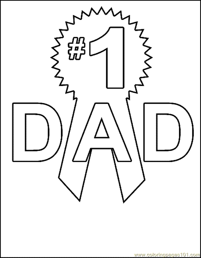 Number 1 Dad Fathers Day Coloring Page