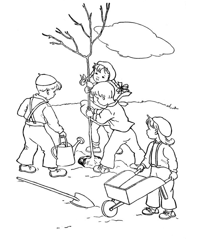 Plant A Tree for Arbor Day Coloring Page