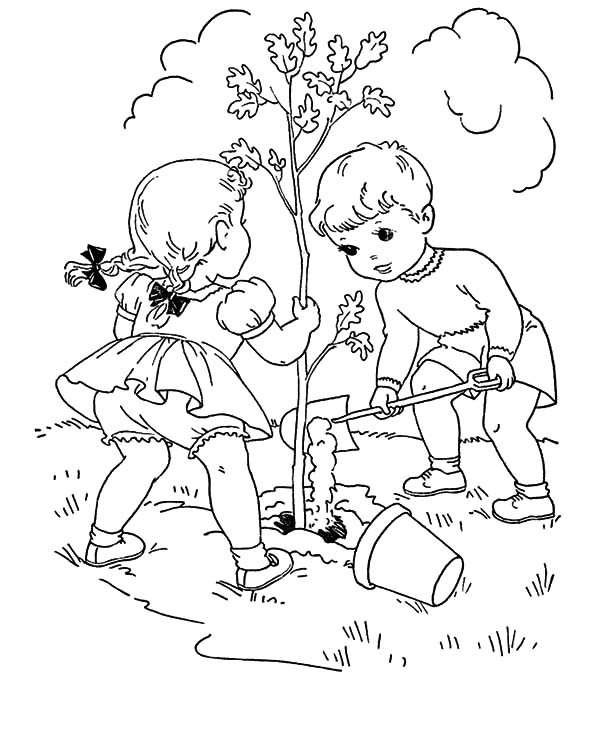Plant Arbor Day Tree Coloring Page