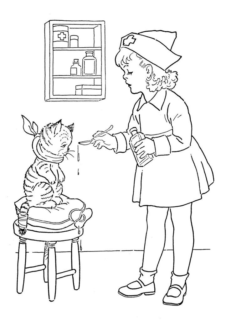 Playing Nurse Coloring Page