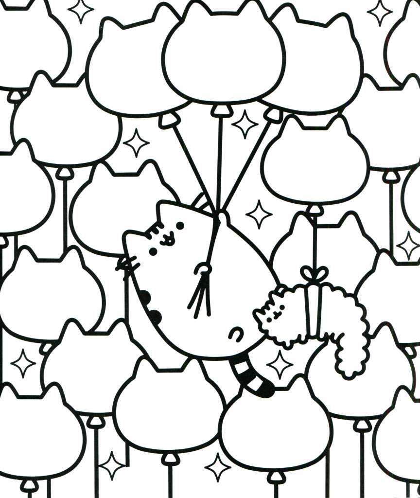 Pusheen Cat Coloring Pages - Balloon Kitties