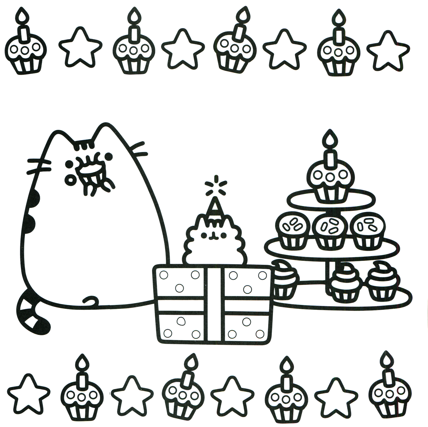 Pusheen Cat Coloring Sheets