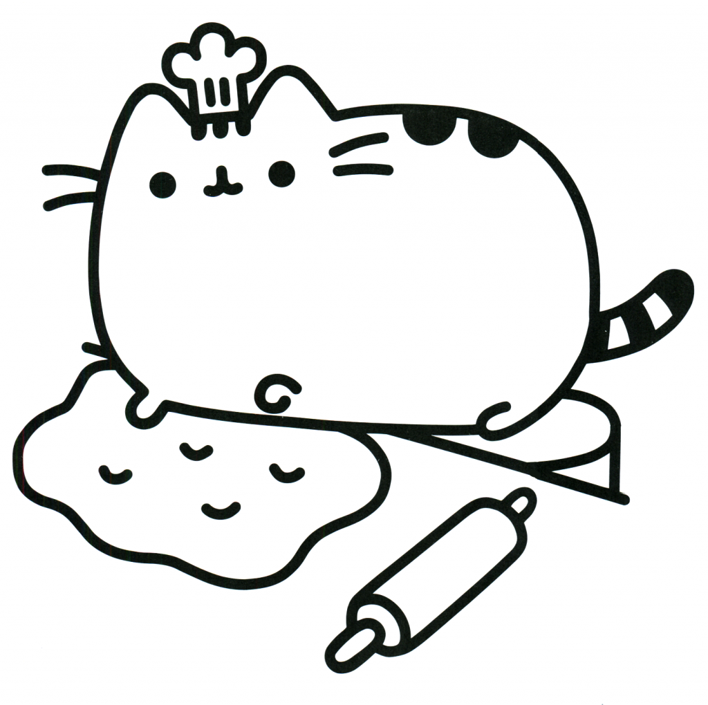 Pusheen Coloring Pages Baking