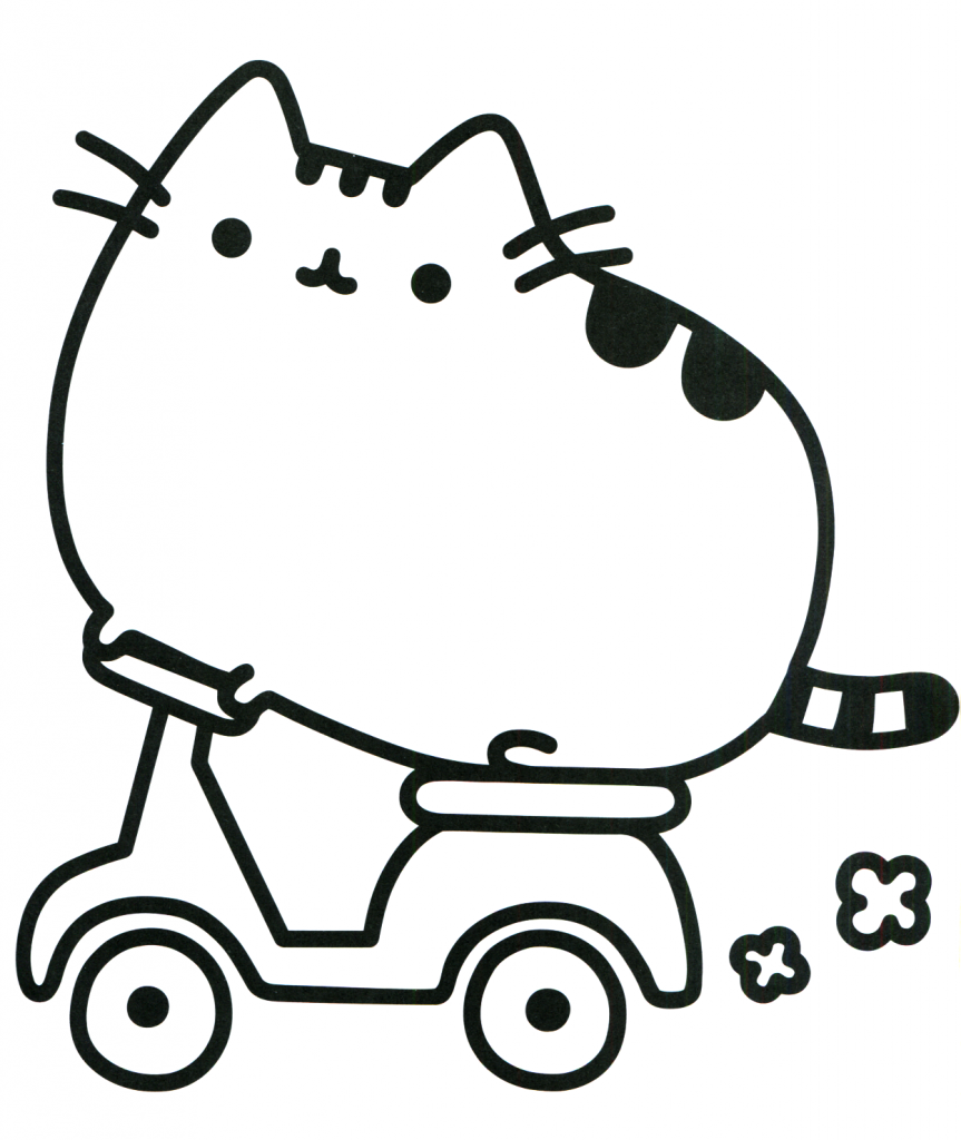 Pusheen Coloring Pages - Cat on a Motorbike