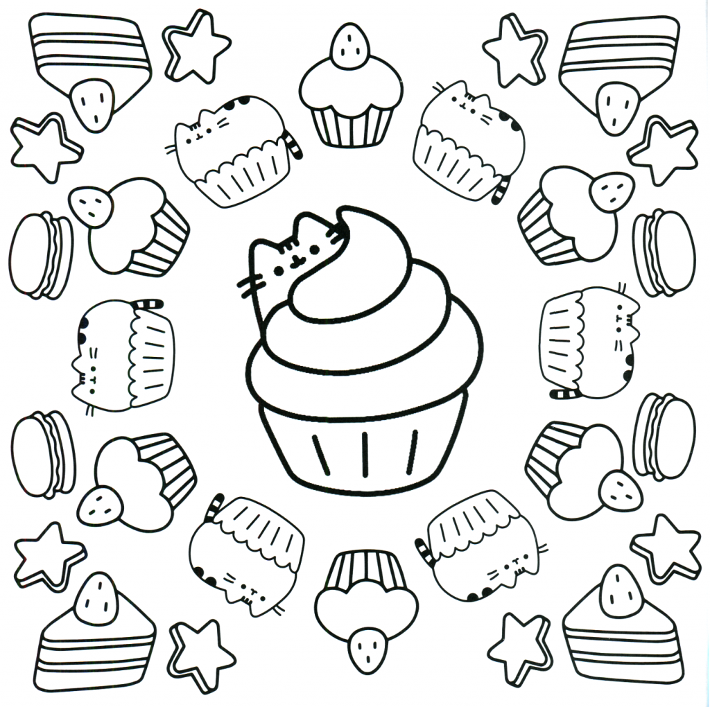 Pusheen Cupcake Coloring Pages