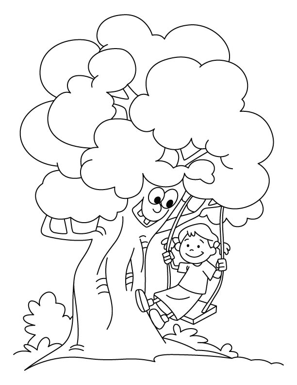 Tree Swing Coloring Page