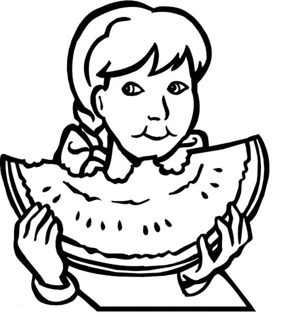 Eating Watermelon Coloring Pages Free