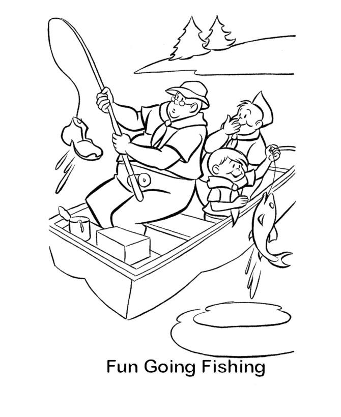 Fun Going Fishing Coloring Page