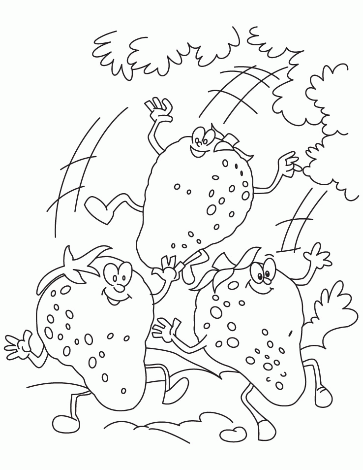 Fun Strawberries Coloring Pages