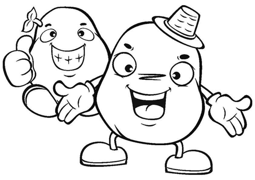 Funny Vegetable Characters Coloring Page