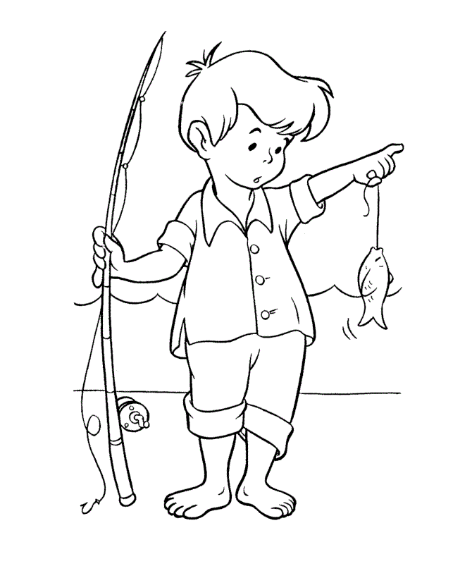 coloring pictures of people fishing