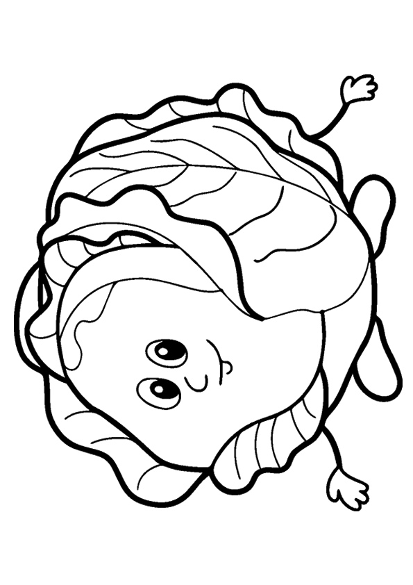 Happy Cabbage Coloring Page