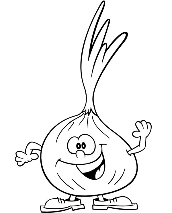 Happy Onion Character Coloring Page