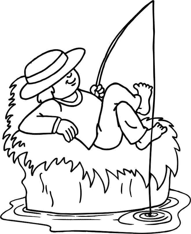 Lazy Fishing Coloring Pages
