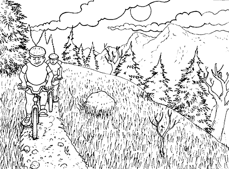 Mountain Biking Trail Coloring Page