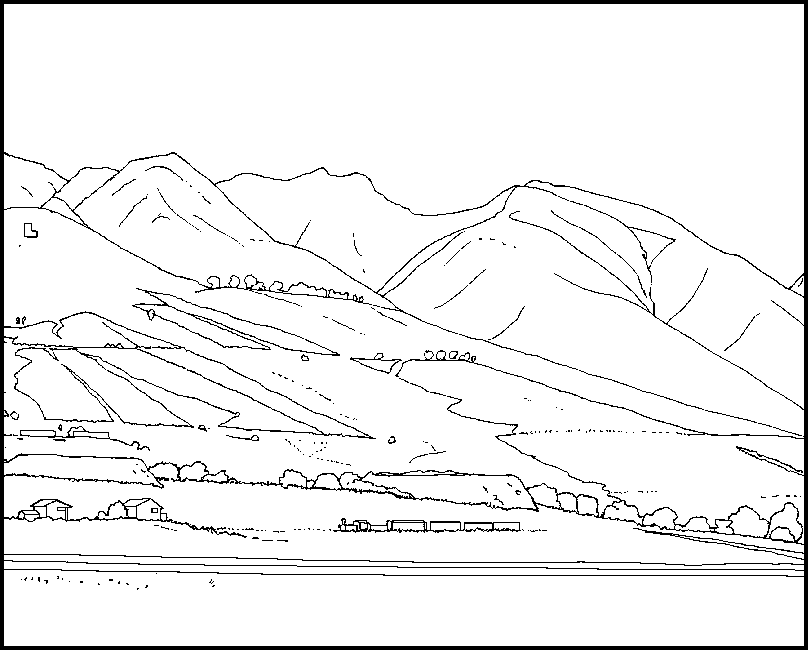 Mountain Scene Coloring Page