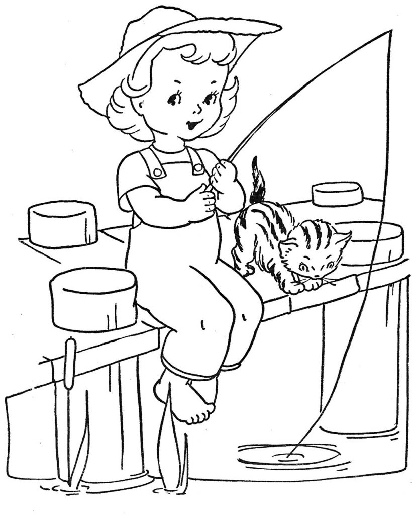 Pier Fishing Coloring Pages