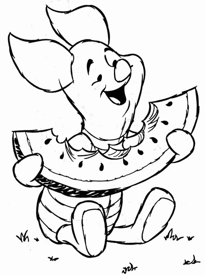 Piglet Watermelon Coloring Pages