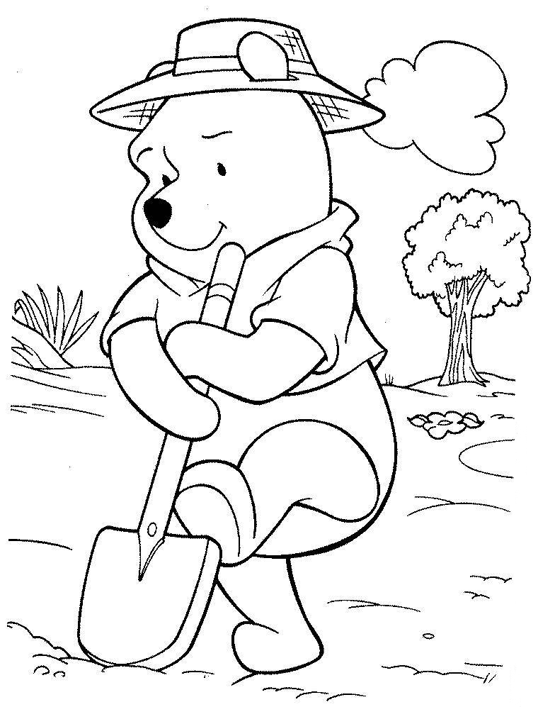 Pooh Gardening Coloring Pages