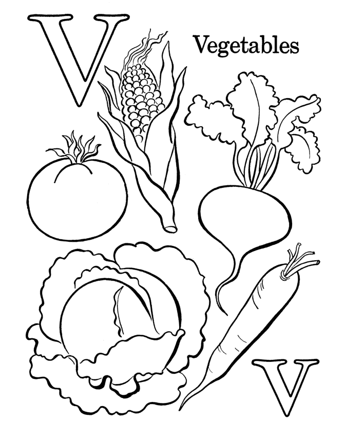 Print Free Vegetable Coloring Pages