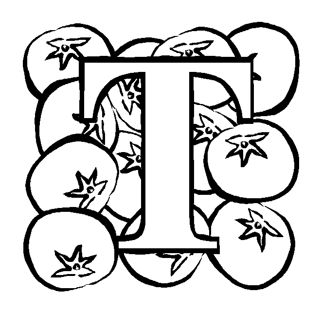 T For Tomato Coloring Page
