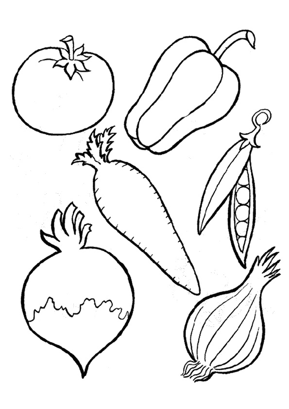 Various Vegetables Coloring Page