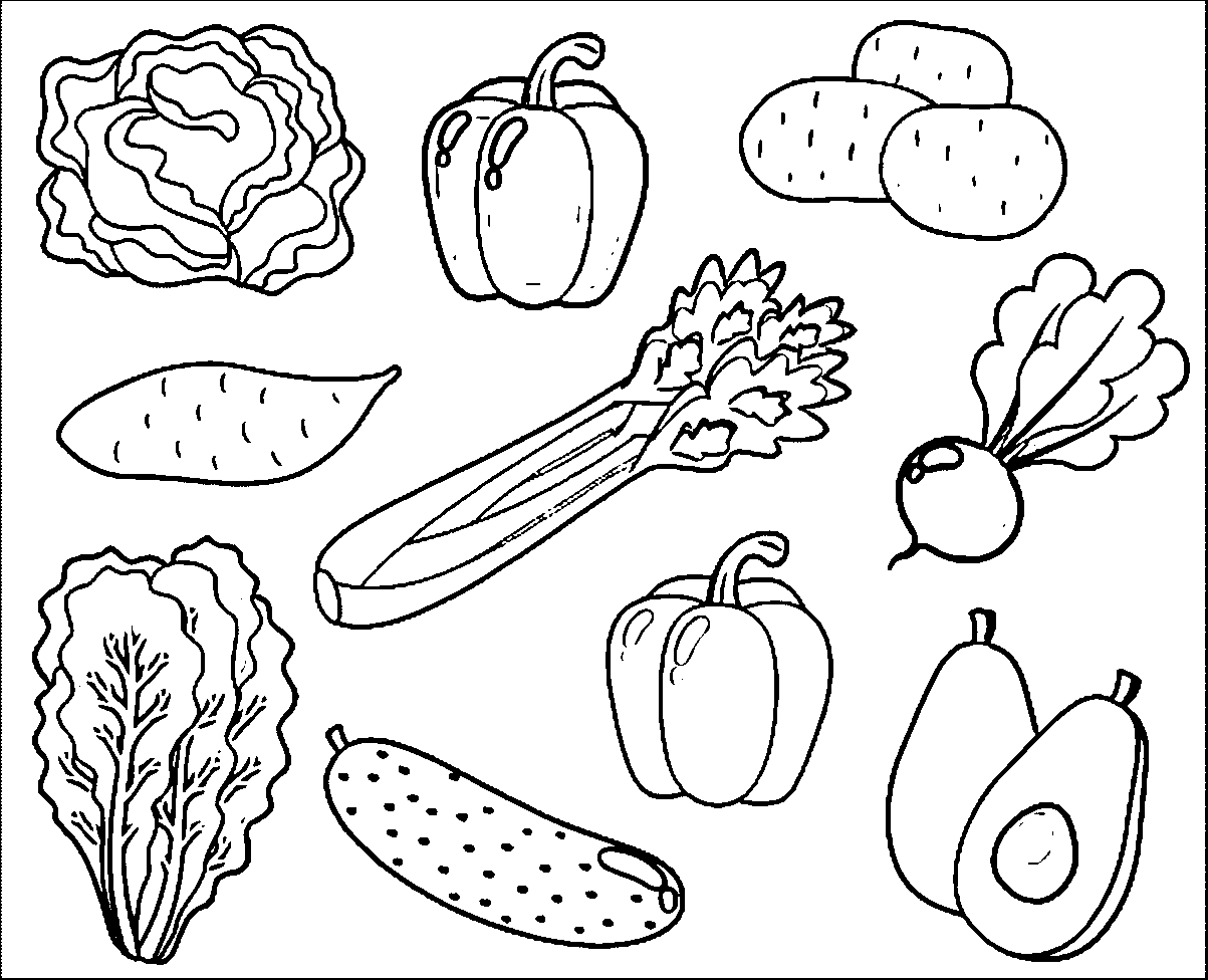Veggies Printable Coloring Pages