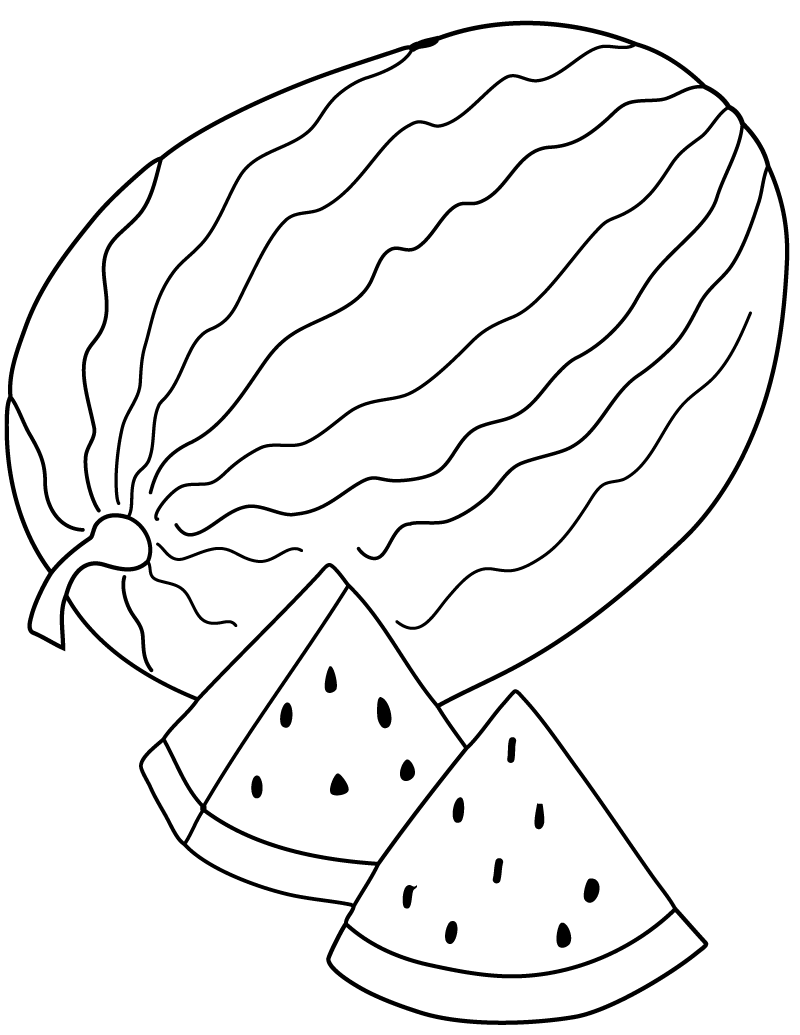 Рисунок арбуза для раскрашивания