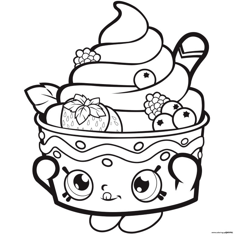 Strawberry Sundae Shoppie Coloring Page