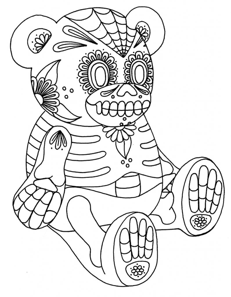 Bear Sugar Skull Coloring Pages