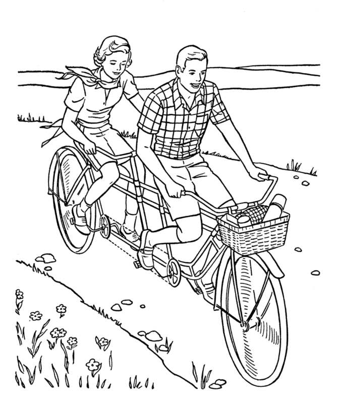 Best Friends in Tandem Coloring Page