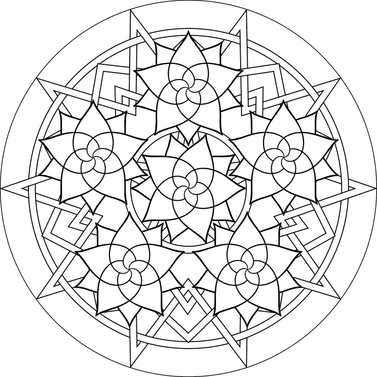 Complex Geometric Pattern Coloring Pages