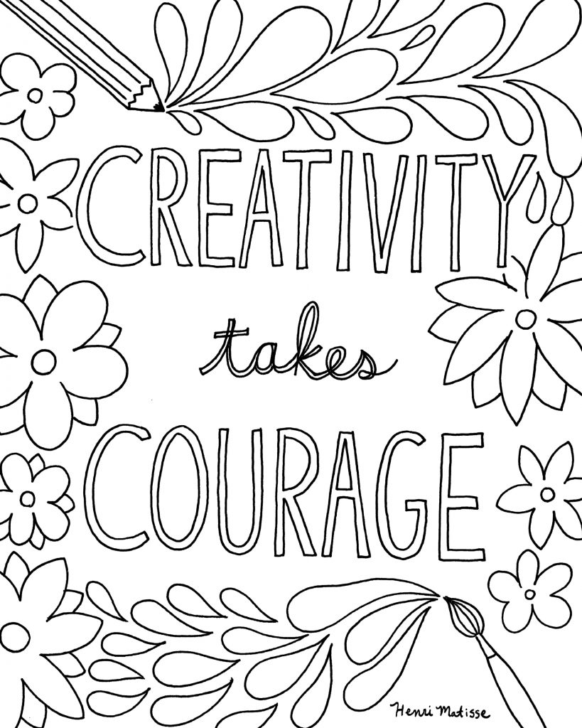 Creativity takes Courage Quote Coloring Page