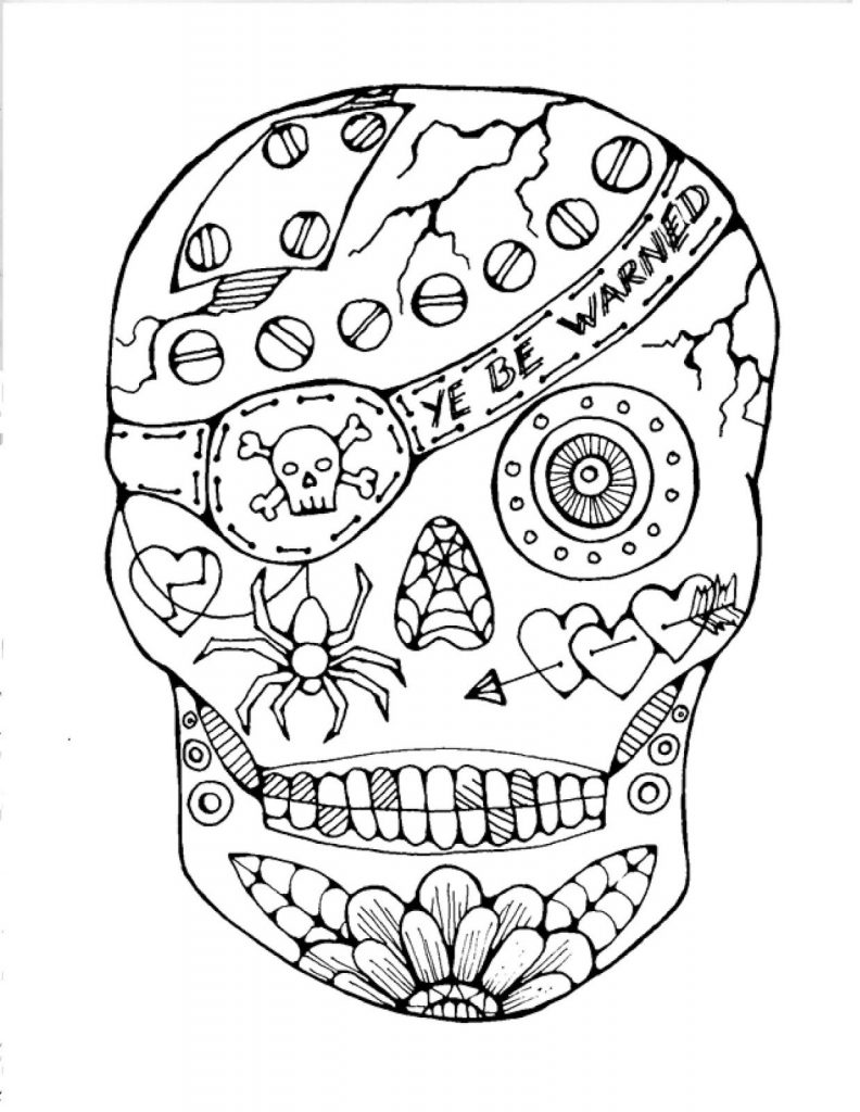 Free Day Of The Dead Coloring Pages Skulls 6