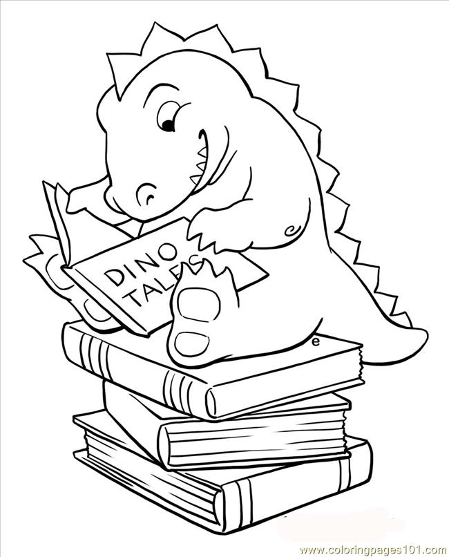 Dino Reader Coloring Page