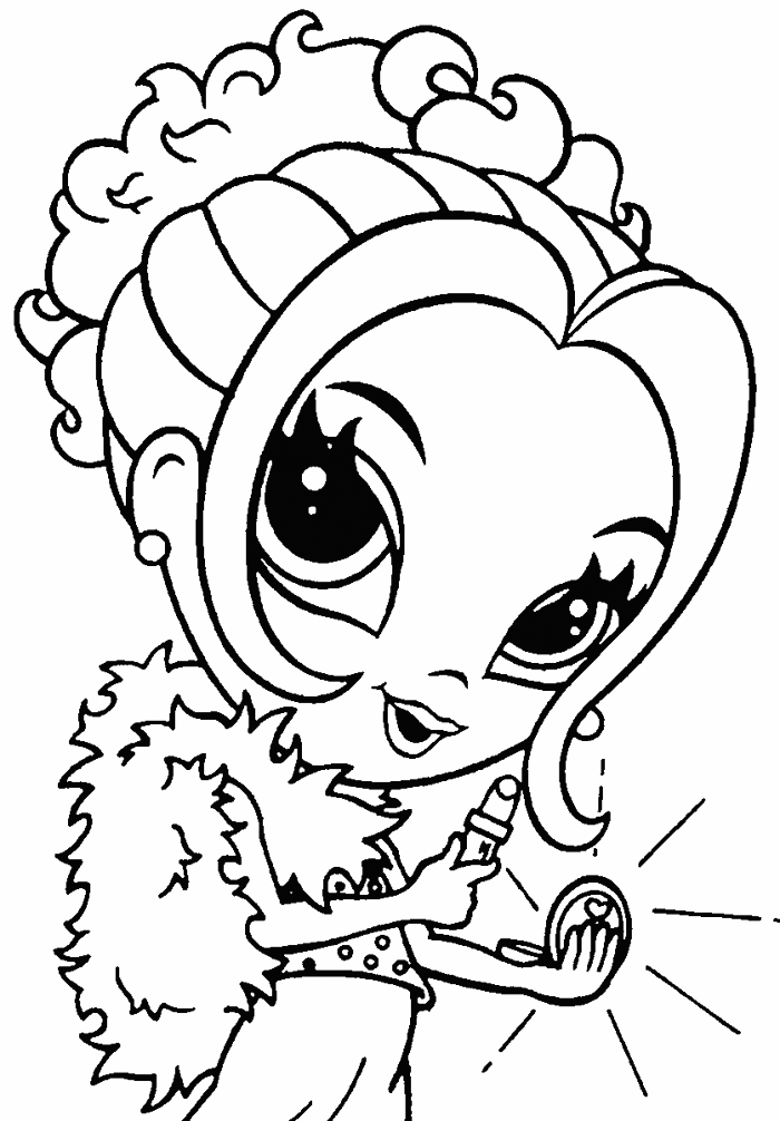 Doll With Lipstick Coloring Page