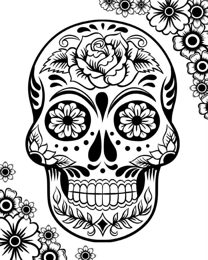 Free Sugar Skull Coloring Pages for Adults