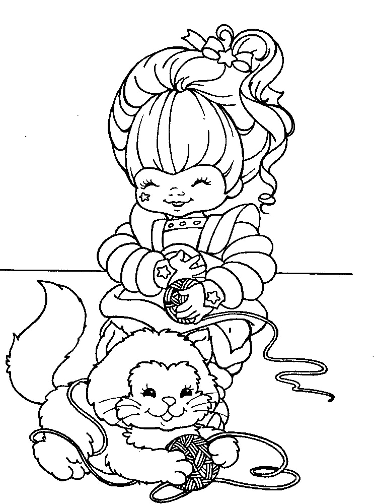 Girl And Cat Coloring Page