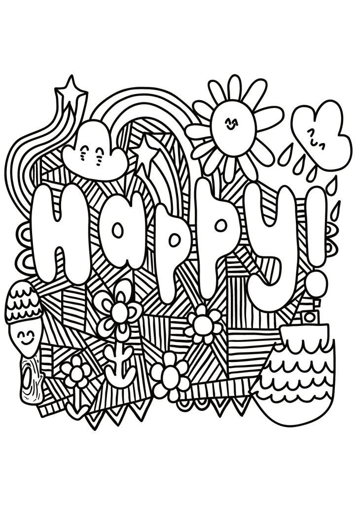 Happy Quote Coloring Pages for Teens